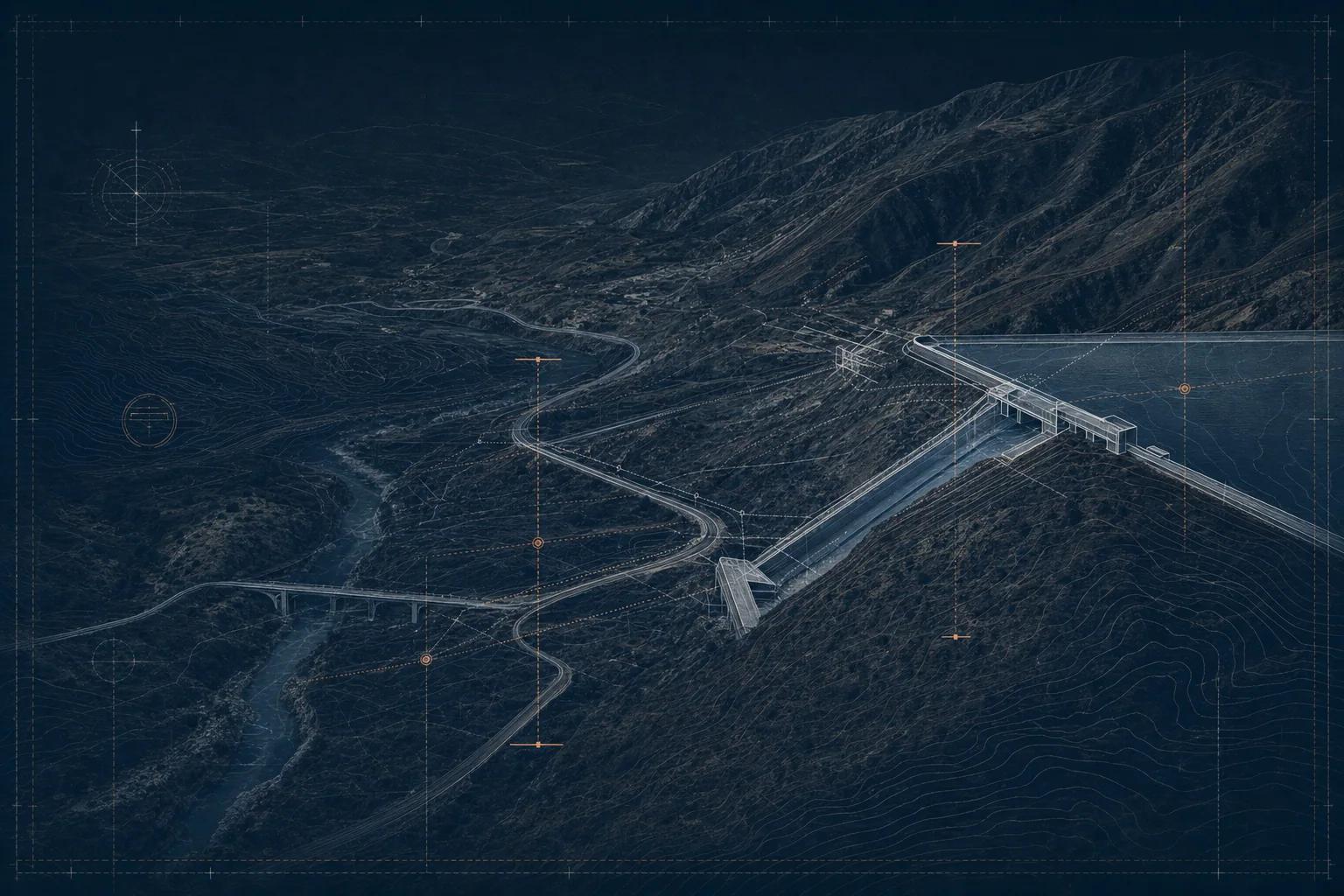 Visual conceptual de análisis territorial y coordinación de infraestructura